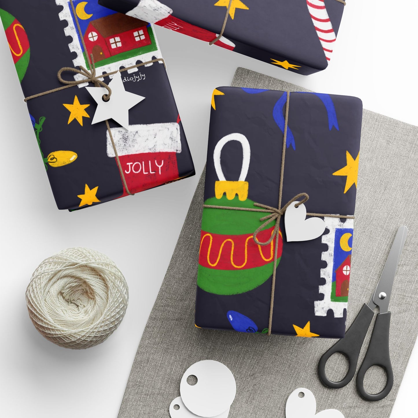 Cute Hand-Drawn Christmas Doodles Wrapping Paper Roll