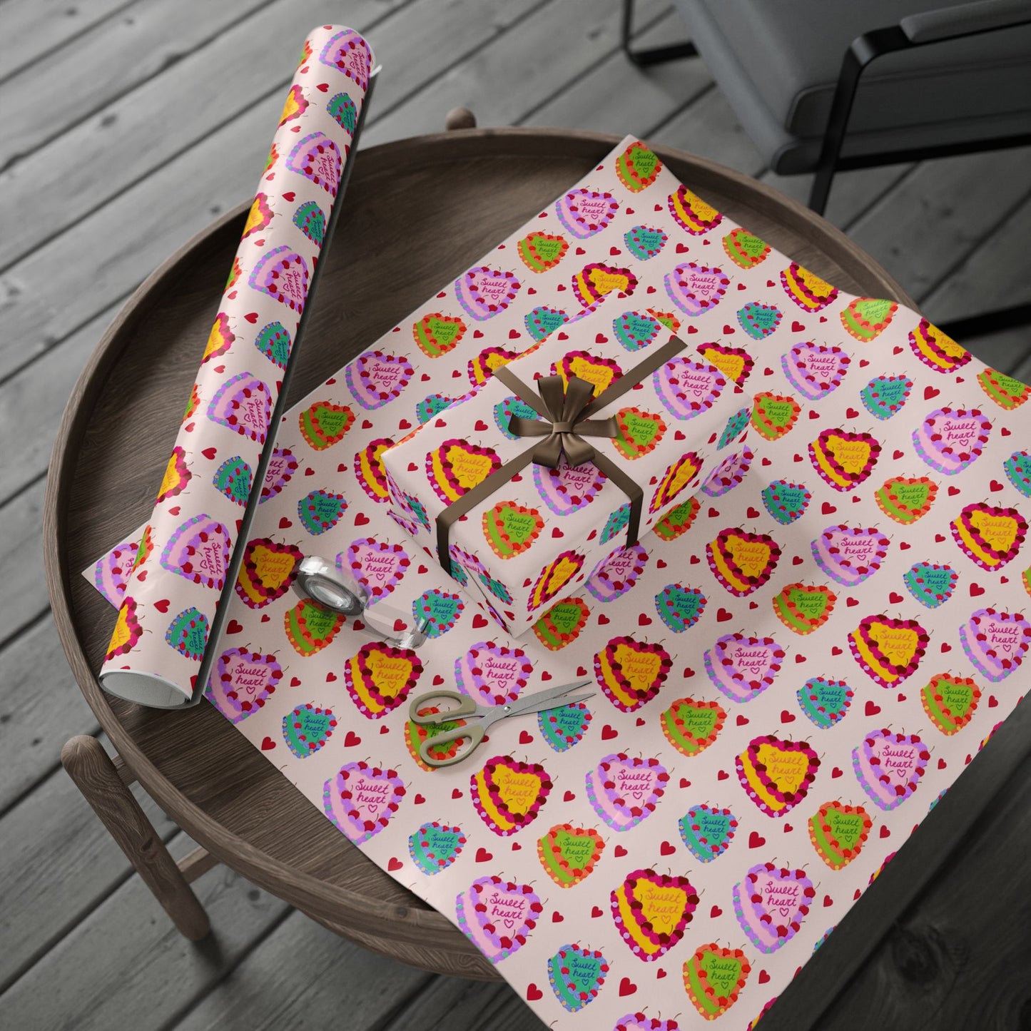 Sweetheart Retro Cake Pattern Gift Wrapping Paper Roll