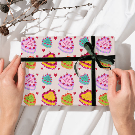 Sweetheart Retro Cake Pattern Gift Wrapping Paper Roll