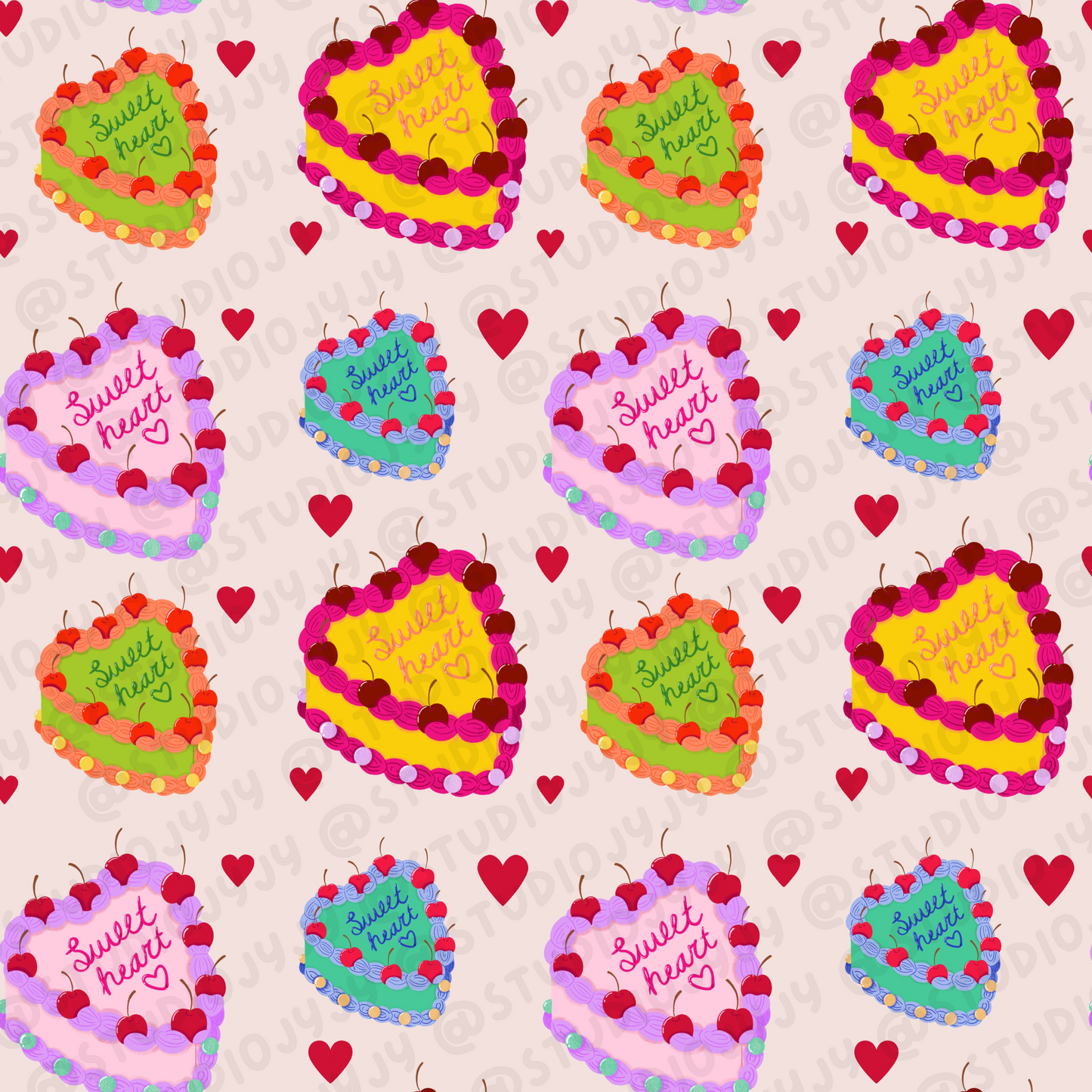 Sweetheart Retro Cake Pattern Gift Wrapping Paper Roll
